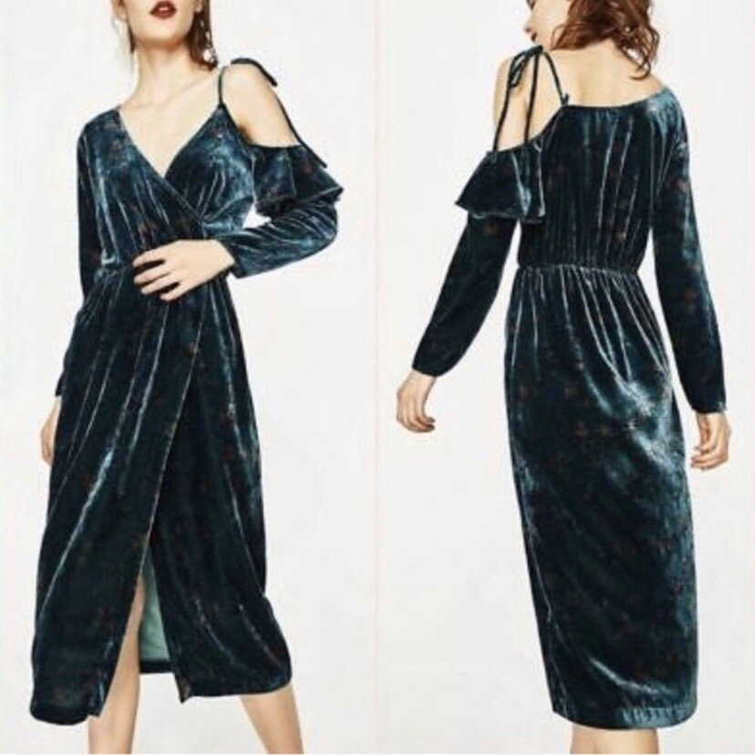 green velvet dress zara