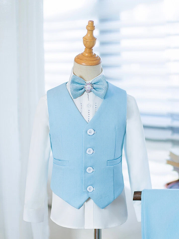 Conjuntos de blazer infantil, ternos de menino flor feitos à mão, fantasia de performance de piano anfitrião - Imagem 4 de 4