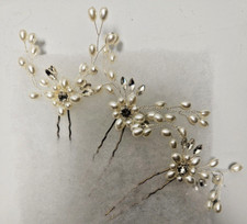 Miss To Mrs Hair Couture Hair Pens Pearls and Crystals Lot of Three/Bride Formal