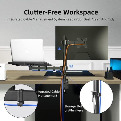 Monitor and Laptop Mount for 13-32"" Screen – Adjustable Arm Stand with Tray, C - Afbeelding 8 van 8