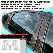 Fits Chevrolet Spark 2016-19 Real Black Carbon Fiber Window Pillar Posts - 6 Pcs