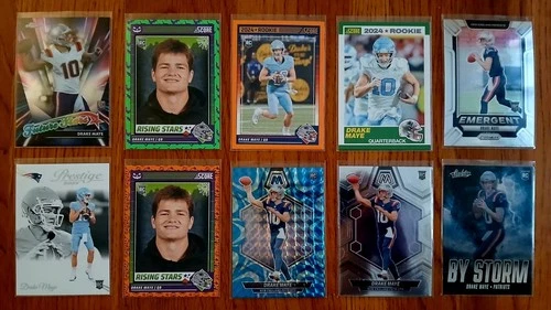 2024 Drake Maye (RC) 10 Card Set! Rare Orange Retail & Blue Reactive Mosaic