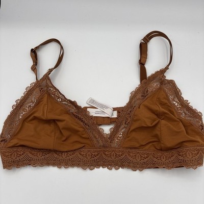 Women's Triangle Unlined Bralette - Auden  Brown Glitter Boho Hippie Lace XL