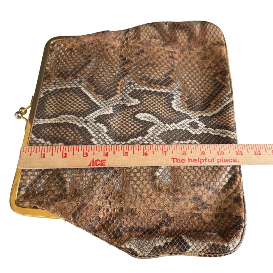 Vintage Jane August Snakeskin Python Kiss-Lock Frame Clutch Women - Image 4 of 4