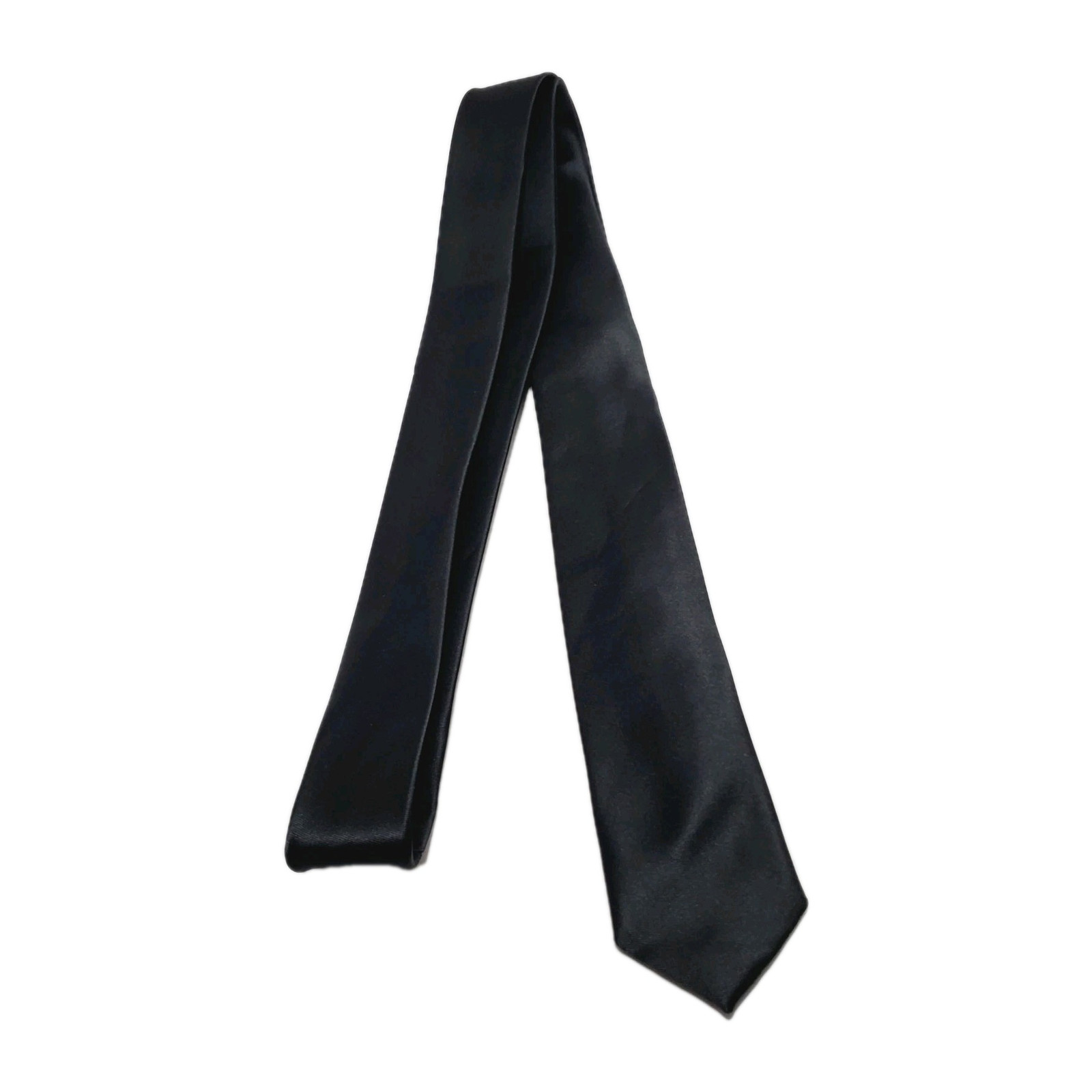 Bergamo Necktie Solid Black Pattern Men's Skinny … - image 2