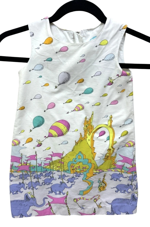 Dr. Seuss Oh The Places You'll Go Dress Girl's 4T Sleeveless Cotton Colorful - Image 2 of 4