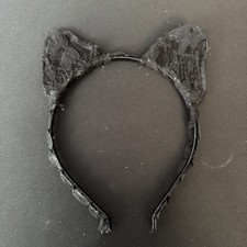 Pre-owned Black Lace Cat Ears Head Band Size: One Size