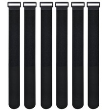 6 Pack Black 36 Inch Hook and Loop Cable Ties, 2" Wide Heavy Duty Straps
