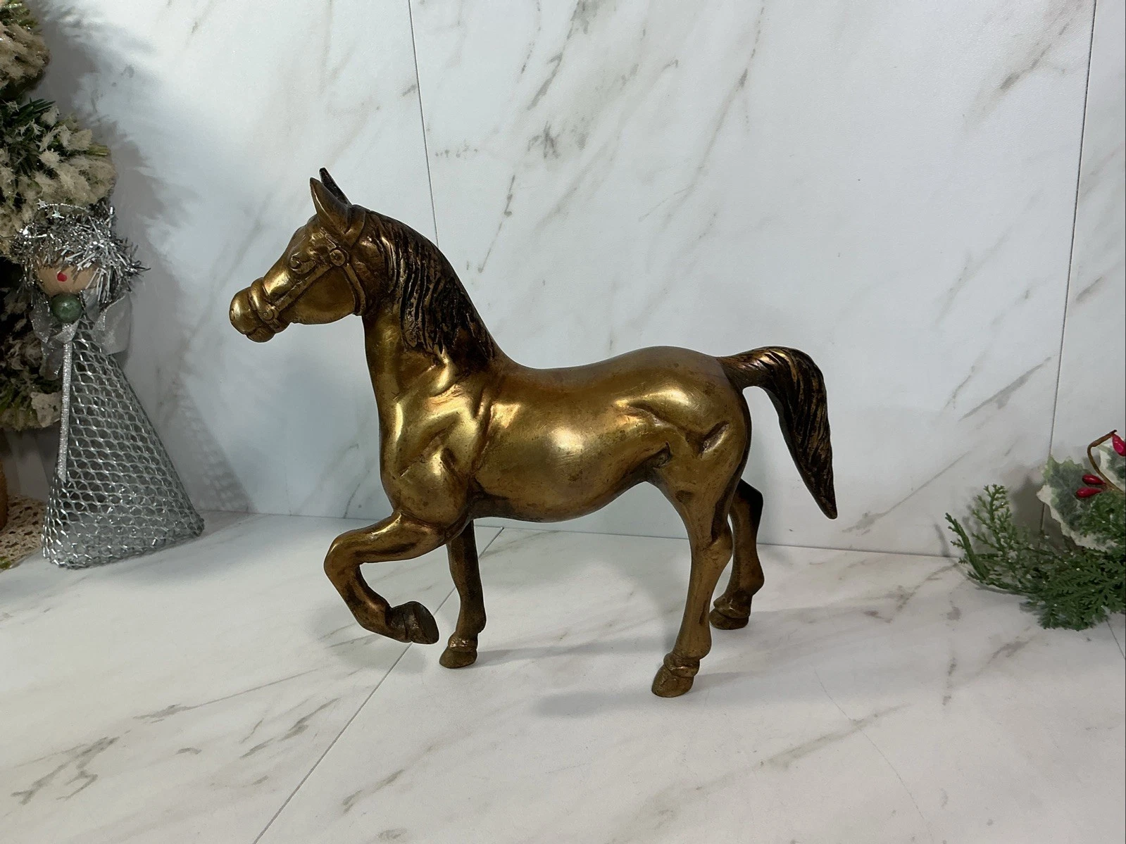Vintage brass horse figurine for a cowgirl coastal living room