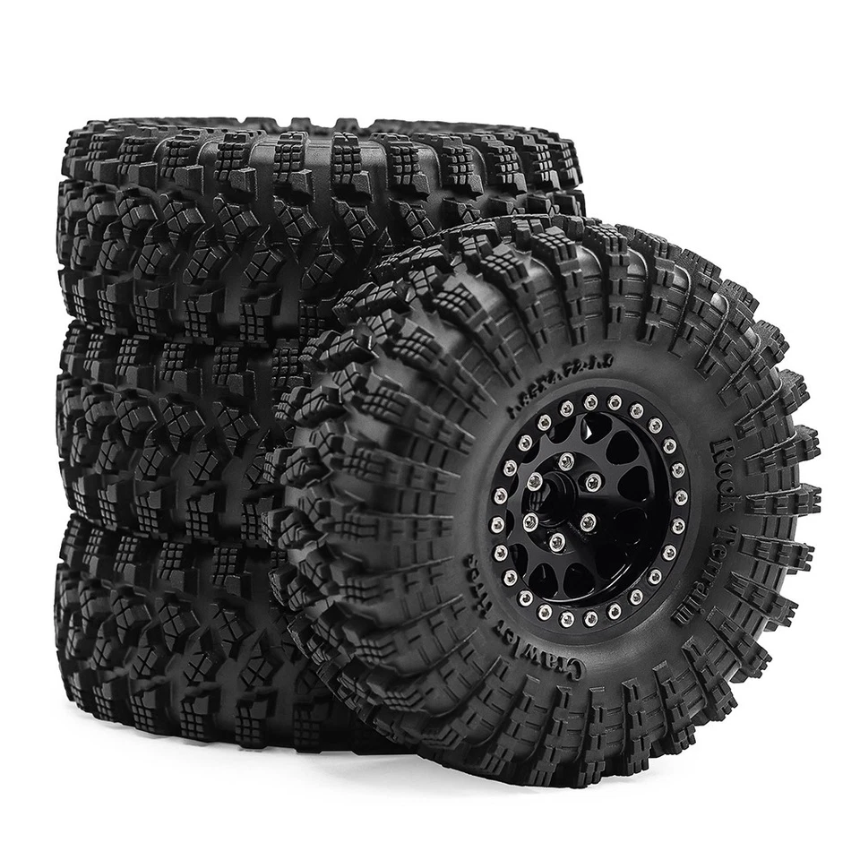 4pc RC 1.9 Tires Tyre 120mm & 1.9 Beadlock Wheel Rim For SCX10 TRX4 TRX6 Crawler - image 3 of 4