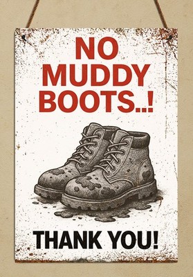 No Muddy Boots Schild | Rustikal Vintage Stil | Haus Veranda Garten Türschild |