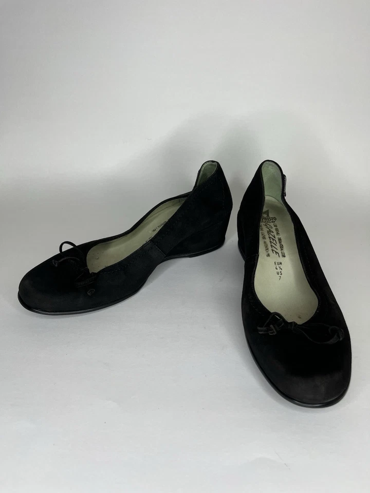 Mephisto Air-Relax Gazelle Slip On Wedge Heel Black Suede Women's Size 7 - Image 2 of 4