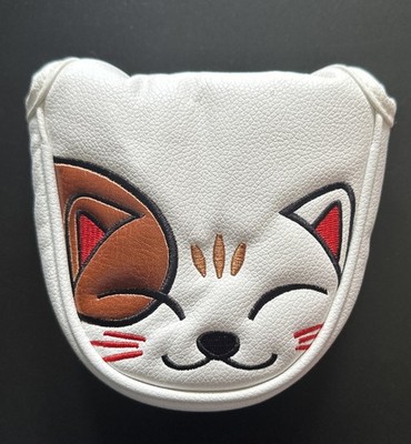 Pussy Cat Golf Mallet Putter Head Cover - Weiß - Bestickt - Neu