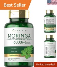 Moringa Oleifera Capsules - 180 Count Green Superfood Supplement