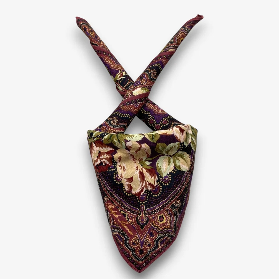 Pañuelo Vintage Ralph Lauren Bufanda Floral Ramo Pañuelo Pañuelo Bandana 20x20 Foto 3 de 4