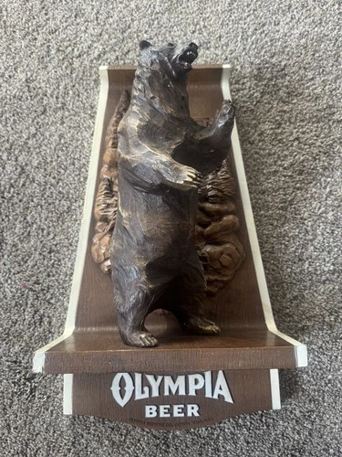 1970s Vintage Olympia Beer 3D Wildlife series Grizzly Bear beer sign wall mount