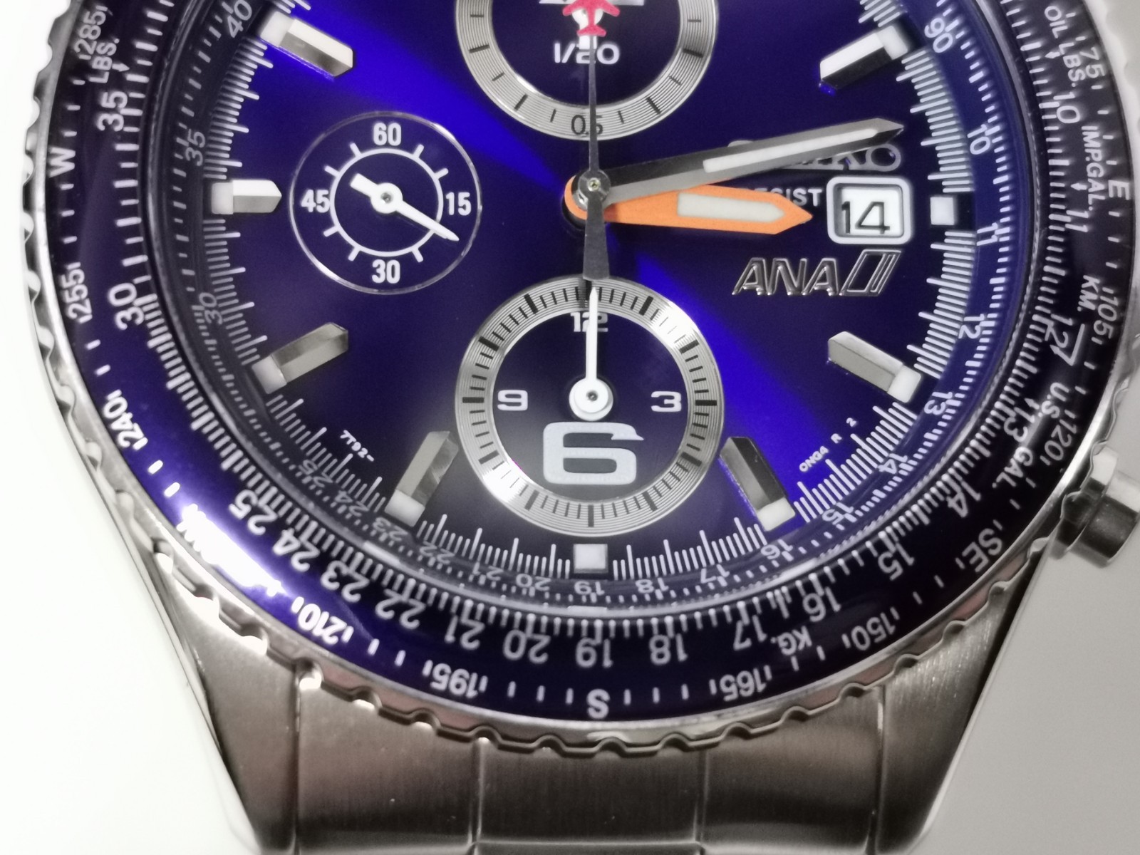 NOS Seiko ANA Flightmaster SZER021 7T92-0CF0 Quartz Chronograph Date Pilot Watch image 3