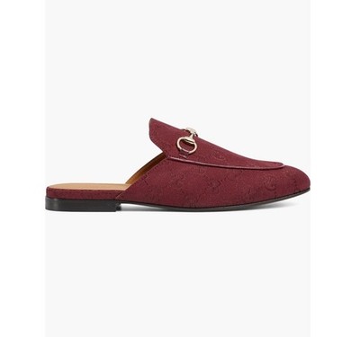 Gucci GG Logo Canvas Monogram Horse Bit Princetown Loafer Mules Burg EU 37 US 7