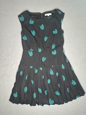 Loft Women's Heart Printed Pleated Dress Black Size 6
