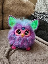 Furby Purple Plush Tie Dye Interactive Toy 2023 Glowing Ears Working