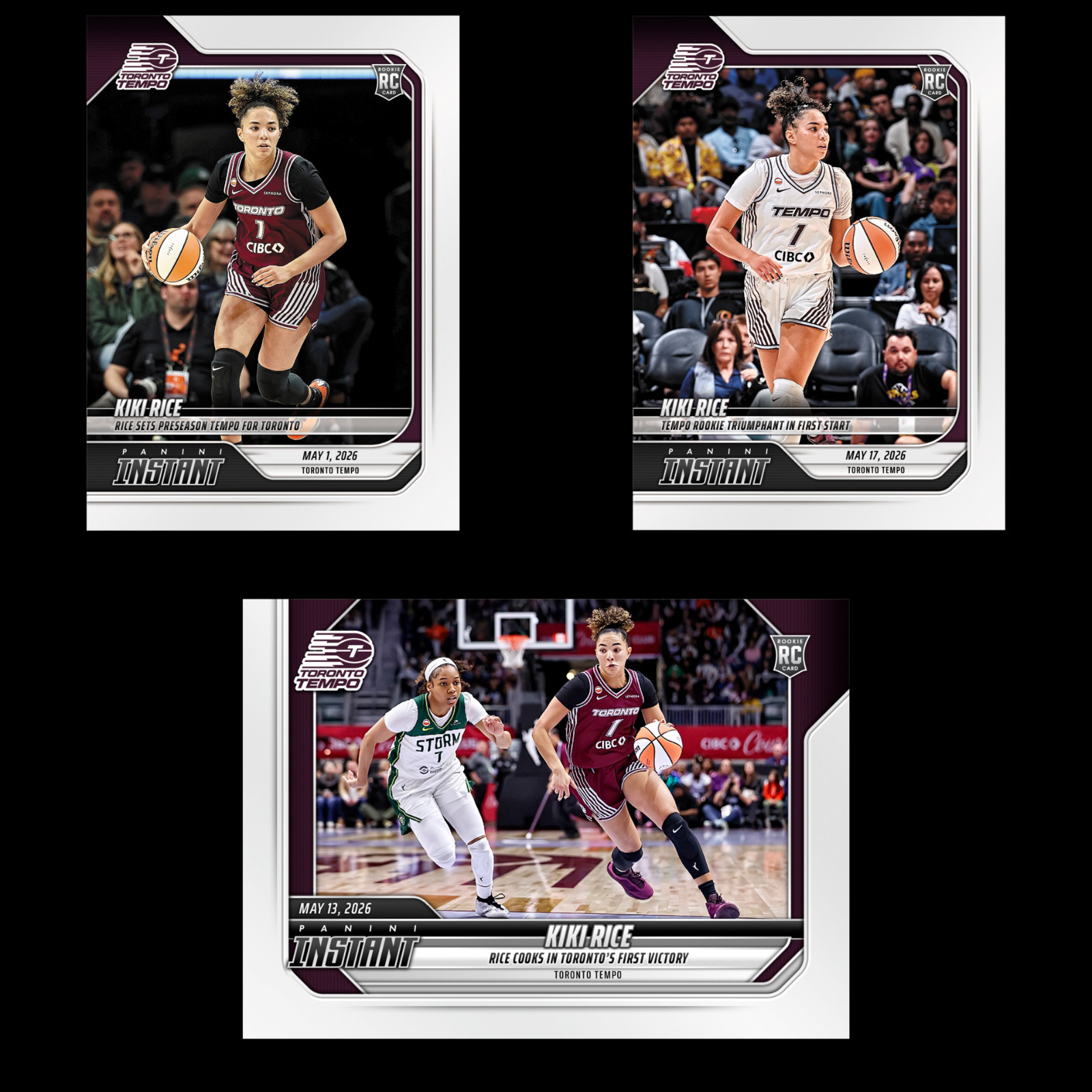 (3) 2026 Panini Instant WNBA Kiki Rice ROOKIE CARDS SP Tempo #23 #55 #69 RC