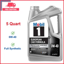 Mobil 1 European Car Formula Full Synthetic Motor Oil 0W-40, 5 Quart, Excellent