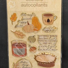 Fall Autumn Themed Puffy Stickers CRAFTER'S SQUARE 14 Pieces New