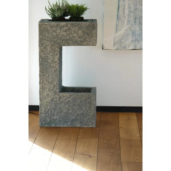 Dobar Polyresin Brunnen mit Pumpe und LEDs eckig mit Pflanzen-Option - Bild 4 von 4