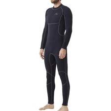 Hevto Men Wetsuit 3/2mm Neoprene BackZip Full BodyScuba Diving Surfing XLS Black