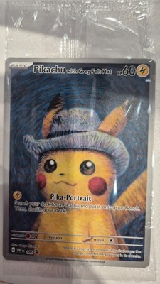 Pikachu with grey felt hat sealed. (Pokemon card)