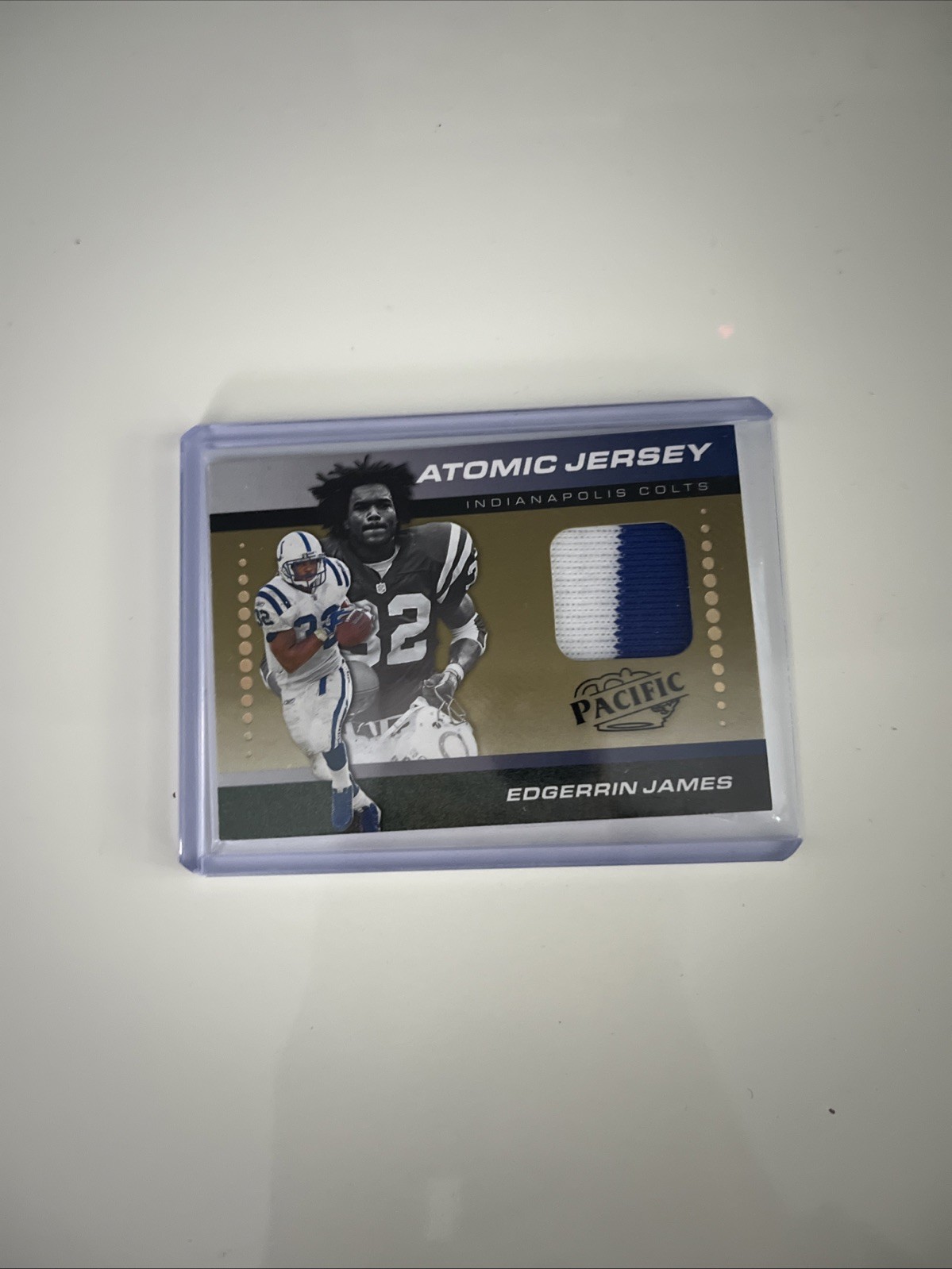 Edgerrin James 2024 Panini Encore #AJ-EJS Pacific Atomic Jersey Gold /10