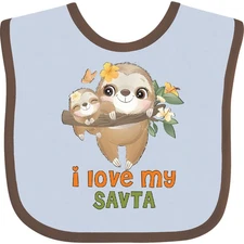 Inktastic Sloth I Love My Savta Baby Bib Grandchild Grandma Grandmother Grandson