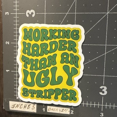 Working Harder Than An Ugly Stripper Adult Sticker For Guitar Toolbox Ect GL40a