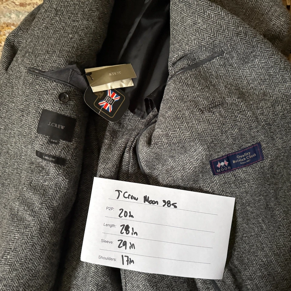 NWT J. CREW Ludlow Moon Tweed Wool Blazer Chore Jacket Coat Grey 38S Small NEW - Image 3 of 3