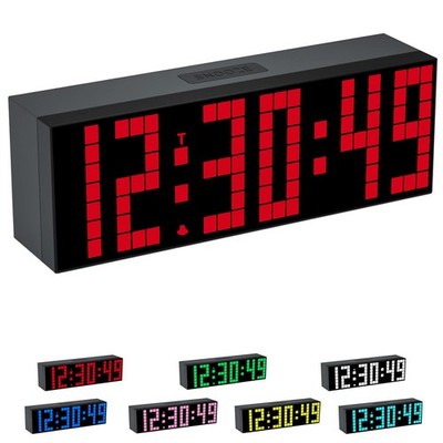 Digital Alarm Clock 2 Inch LED 7 Color Options Remote Control Temp Display