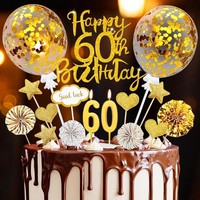 Tortendeko 60. Geburtstag 20 Pcs Cake Topper Gold Feier Deko ZubehöR