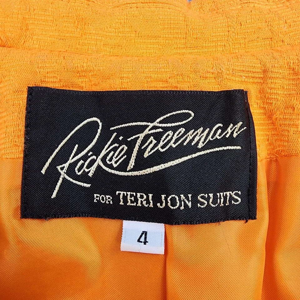 Блейзер женский Teri Jon от Rickie Freeman 4 оранжевый цветочный короткий рукав карьерный винтажный - Изображение 2 из 4