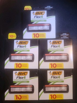 BIC Flex 4 Sensitive Refillable Razor 5 Boxes (50) Cartridges