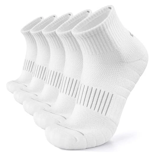 Merino Wool Quarter Socks for Men Women, Hiking Running, Cushioned Large White