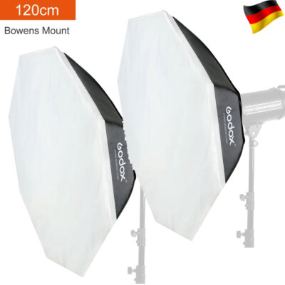 2X Godox 120cm Oktagon Softbox mit Bowens Adapter Tasche Für Studioblitz