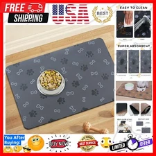 Quick Dry Non-Slip Pet Food Mat - Absorbent Dog & Cat Feeding Mat (18.1x11.8)