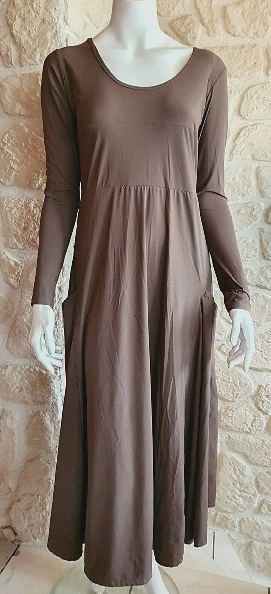 Robe marron neuve Talia Benson 100% viscose (sm3