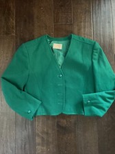 EUC Pendleton 100 Virgin Wool Vintage Green Fitted Collarless Jacket Size 10