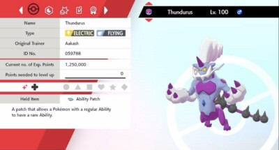 Pokemon Schwert & Schild Shiny Therian Thundurus 6IV Max EVs