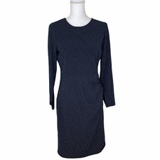 Ann Taylor Women's Ruched Stretch Sheath Dress Size M Black Striped NWT $129