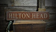 Custom Primitive Hilton Head Sign -Rustic Hand Made Vintage Wood Sign
