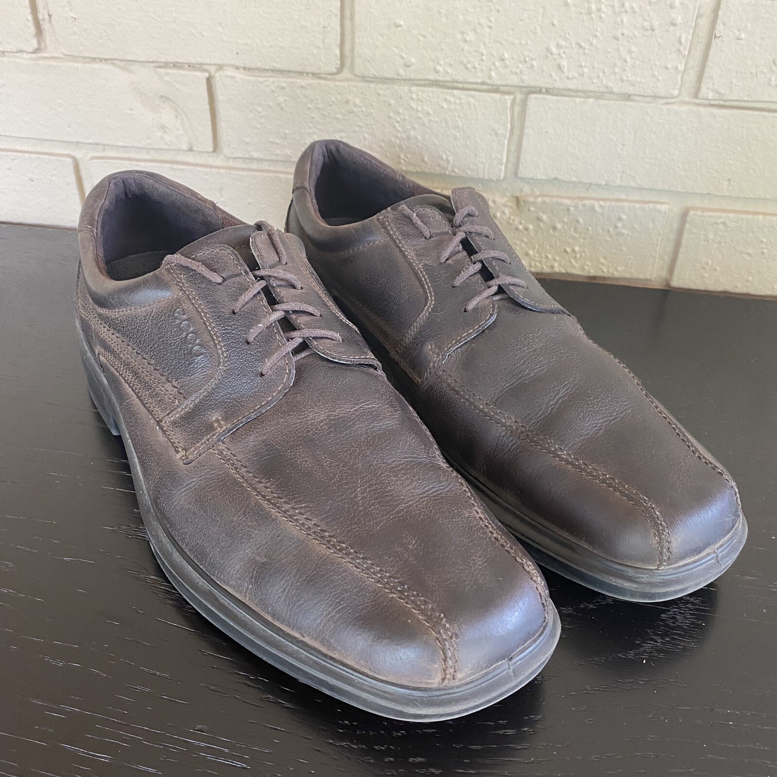 SAOLA Scarpe eleganti da uomo Ecco Helsinki taglia US 13 EU 47 marroni in pelle punta bici stringate