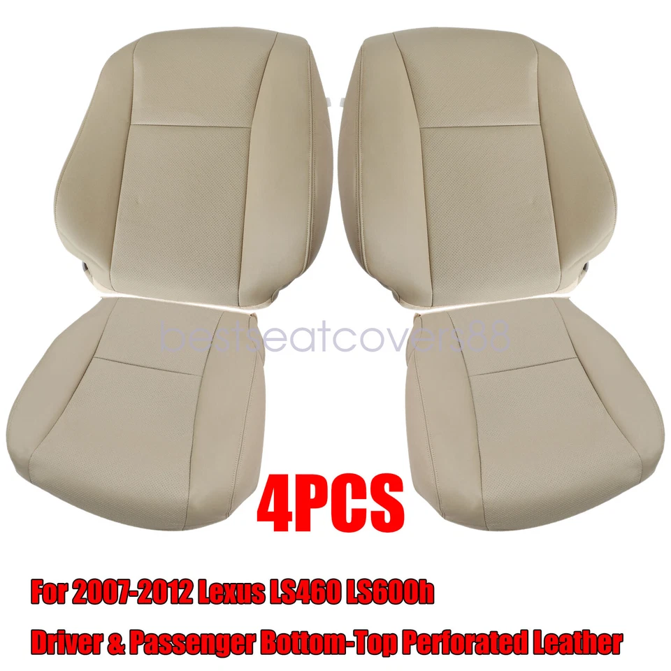 Driver & Passenger Bottom-Top Seat Cover Tan For 2007-2012 Lexus LS460 LS600h Foto 2 de 4