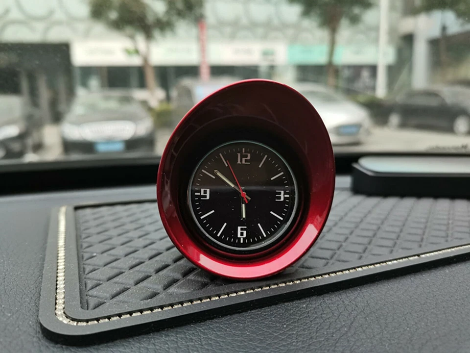 Car Dashboard Clock Luminous Pointer Time Gauge Console Interior Decoration Red - Image 3 of 4
