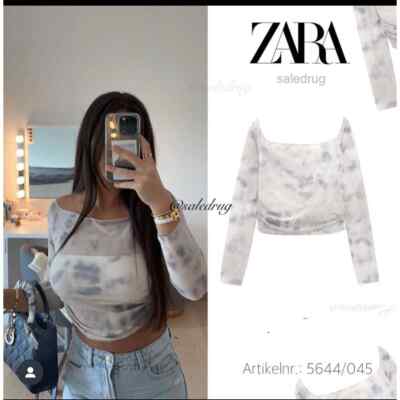 Zara ruched detail long sleeve tulle top 5644/045 Small | eBay